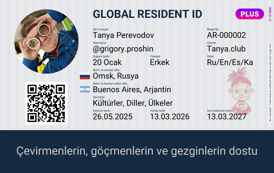 Tanya.club Global Resident ID